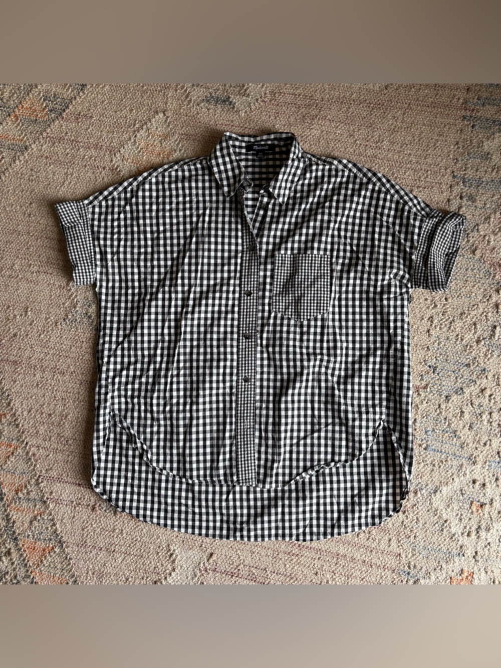 Madewell Black Gingham Top